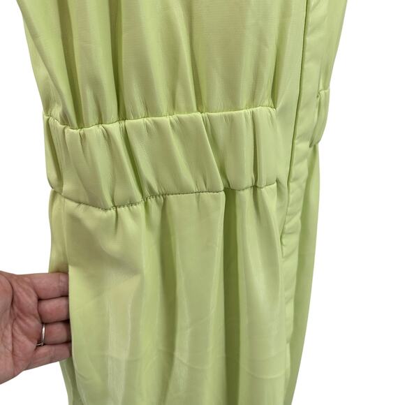 House of Harlow 1960 Shirt Dress Vegan Leather WMNS L Lime Green Utility Midi - Picture 6 of 13